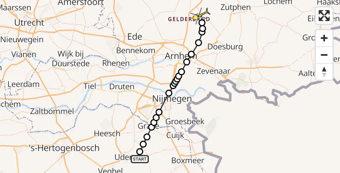 Routekaart van de vlucht: Lifeliner 3 naar Loenen