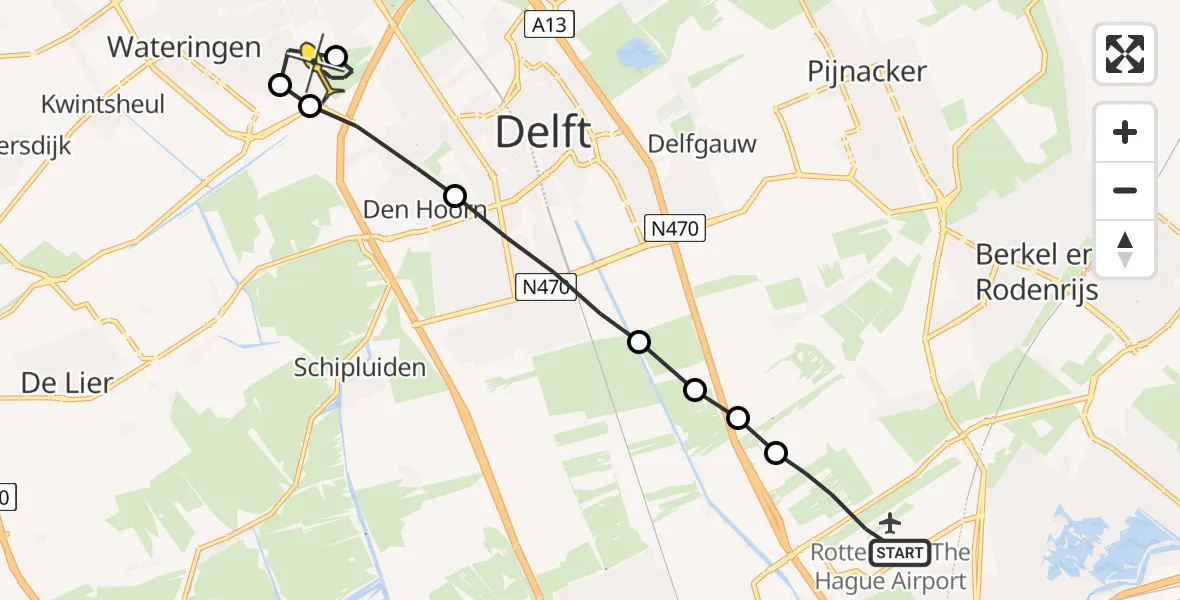 Routekaart van de vlucht: Lifeliner 2 naar Rijswijk