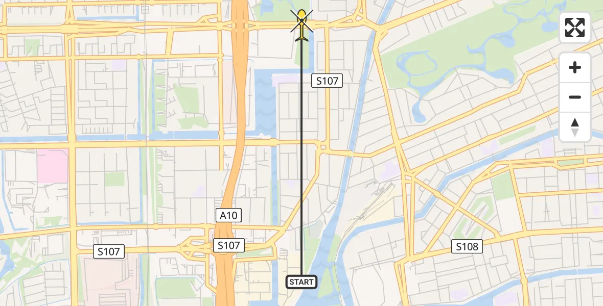 Vluchtroute Politiehelikopter van Amsterdam naar Amsterdam