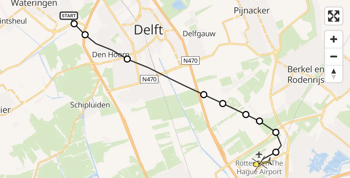 Routekaart van de vlucht: Lifeliner 2 naar Rotterdam The Hague Airport