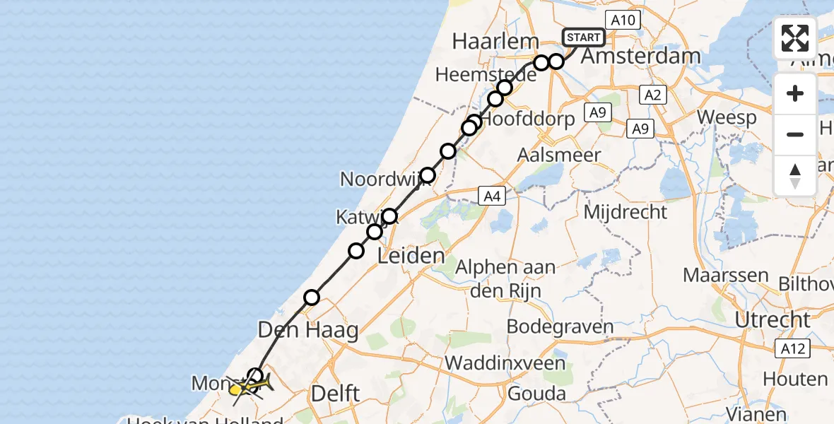 Routekaart van de vlucht: Lifeliner 1 naar Honselersdijk