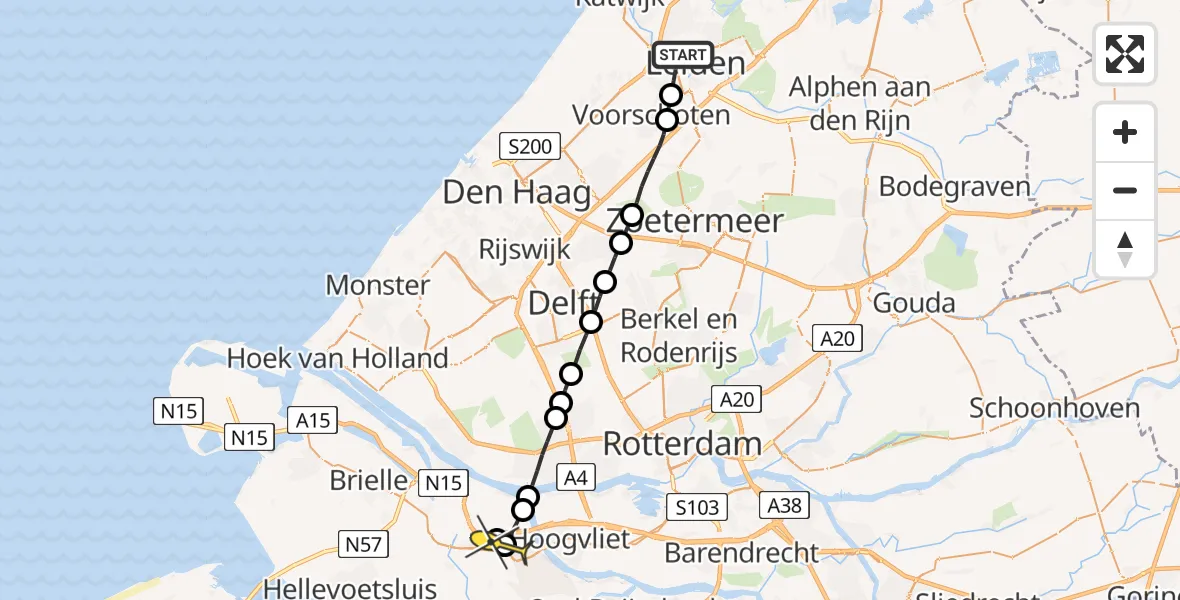 Routekaart van de vlucht: Lifeliner 2 naar Spijkenisse