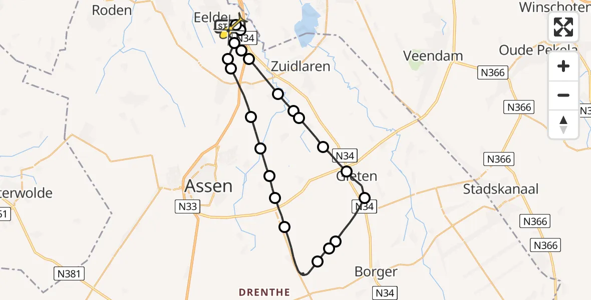 Routekaart van de vlucht: Lifeliner 4 naar Groningen Airport Eelde