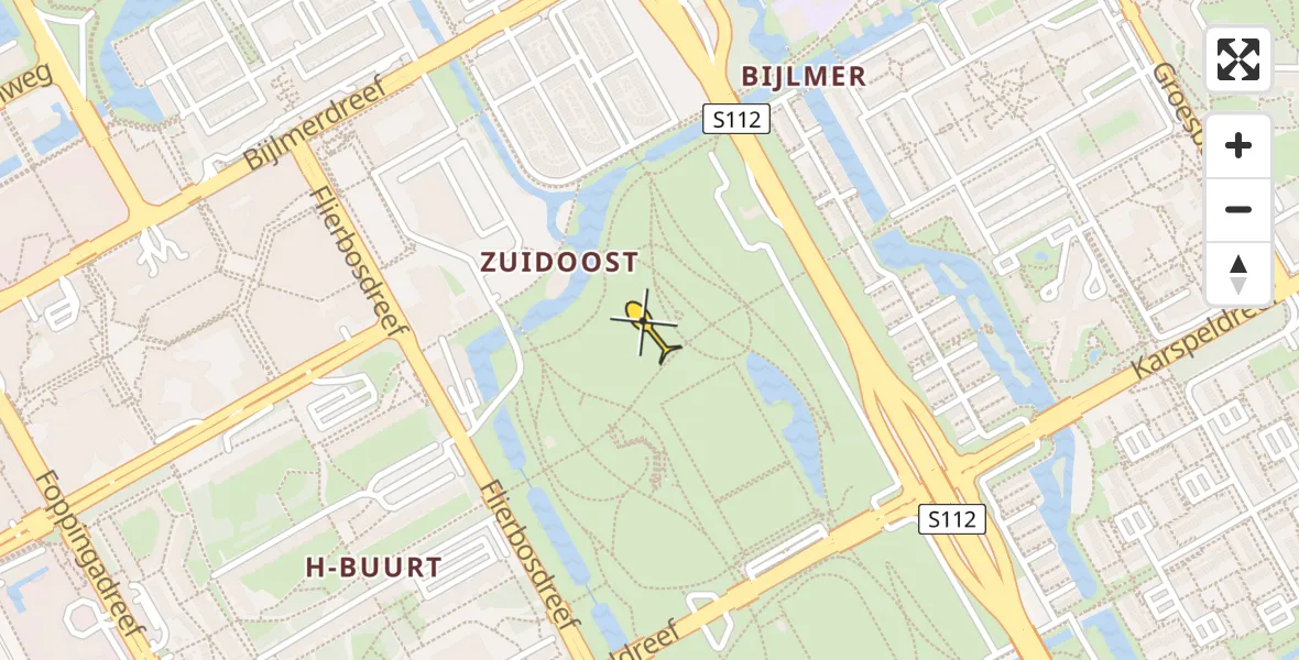 Routekaart van de vlucht: Lifeliner 1 naar Amsterdam