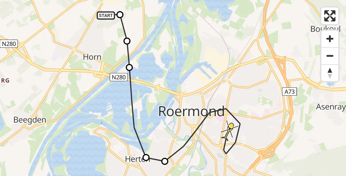 Routekaart van de vlucht: Lifeliner 3 naar Roermond