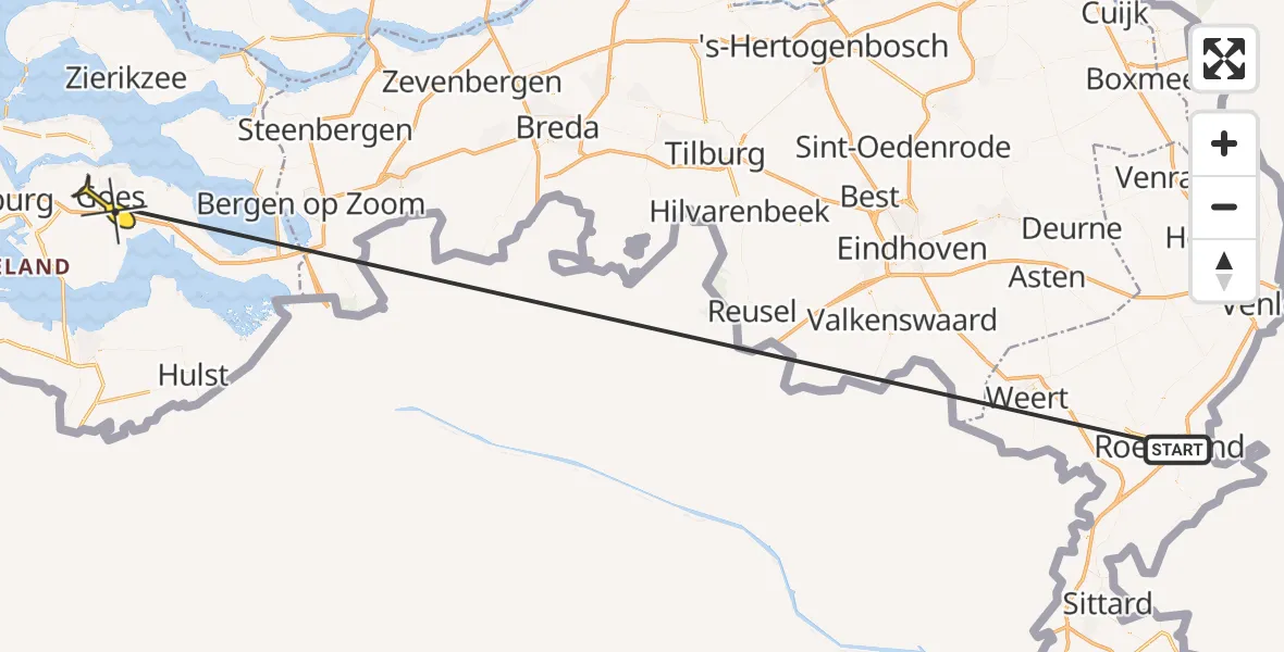 Routekaart van de vlucht: Traumaheli naar Goes