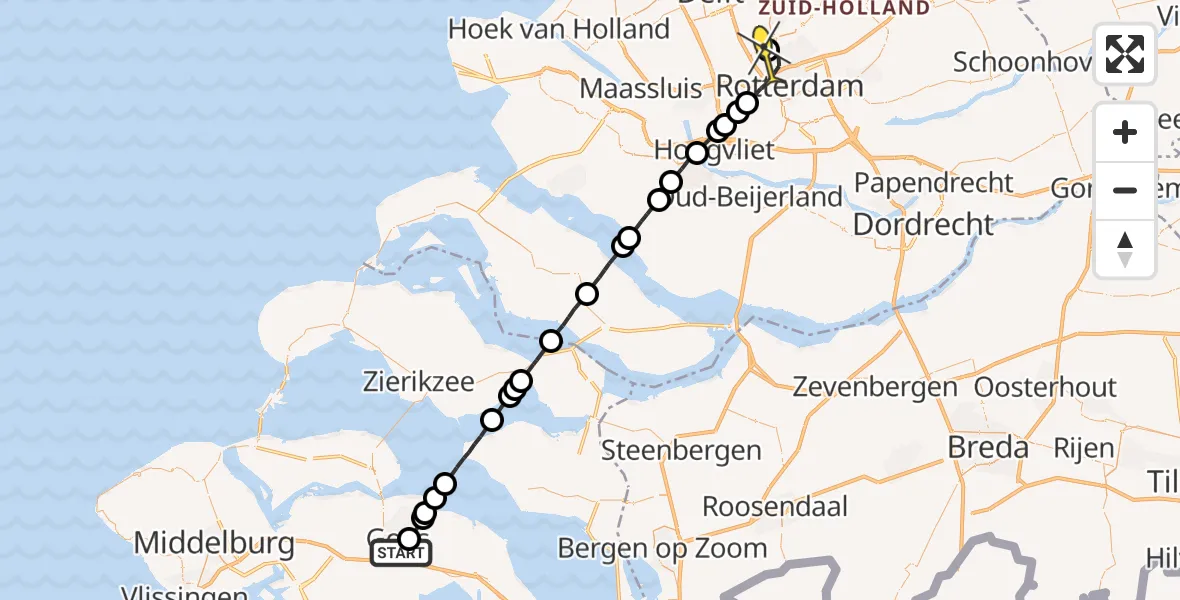 Routekaart van de vlucht: Lifeliner 2 naar Rotterdam The Hague Airport