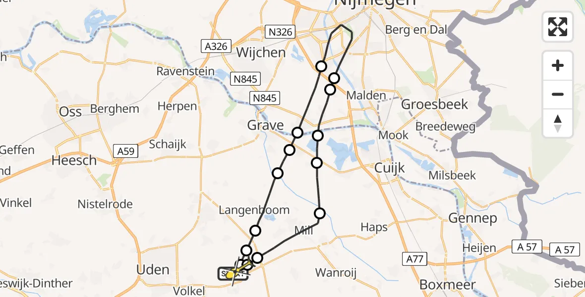 Routekaart van de vlucht: Lifeliner 3 naar Vliegbasis Volkel