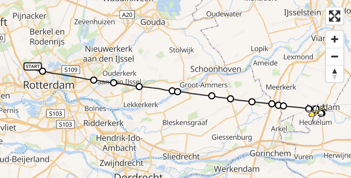 Routekaart van de vlucht: Lifeliner 2 naar Leerdam