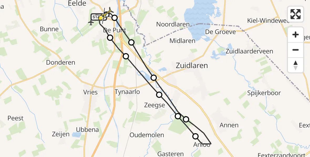 Routekaart van de vlucht: Lifeliner 4 naar Groningen Airport Eelde