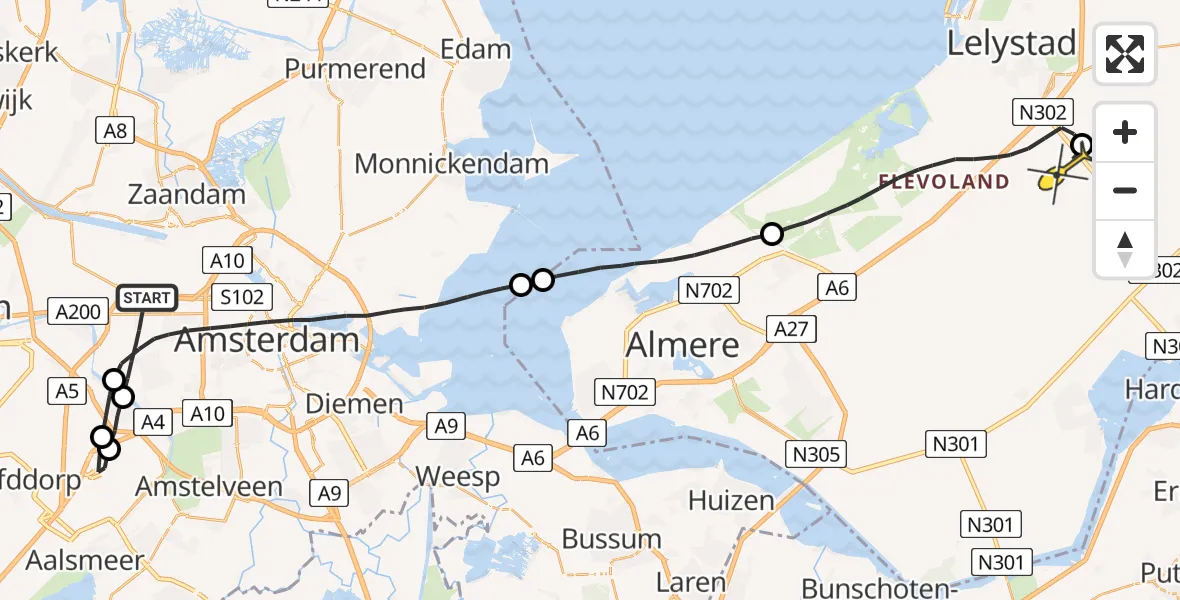 Routekaart van de vlucht: Lifeliner 1 naar Lelystad Airport