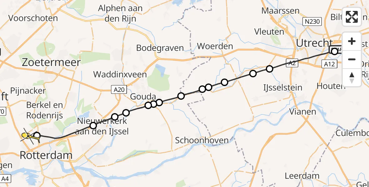 Routekaart van de vlucht: Lifeliner 2 naar Rotterdam The Hague Airport