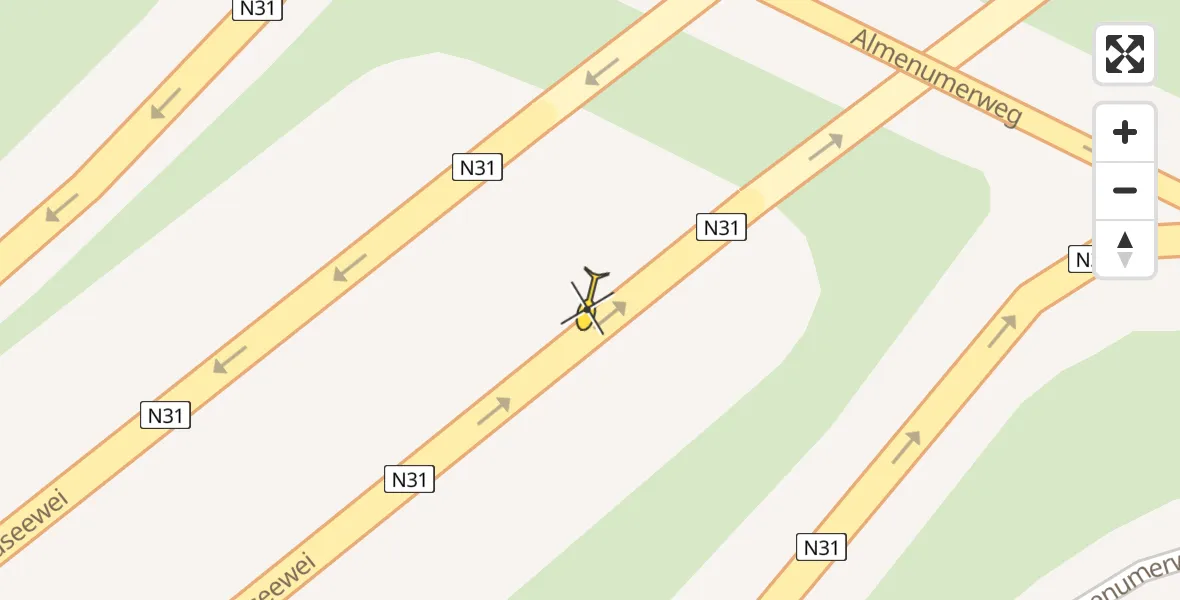 Routekaart van de vlucht: Traumahelikopter naar Harlingen