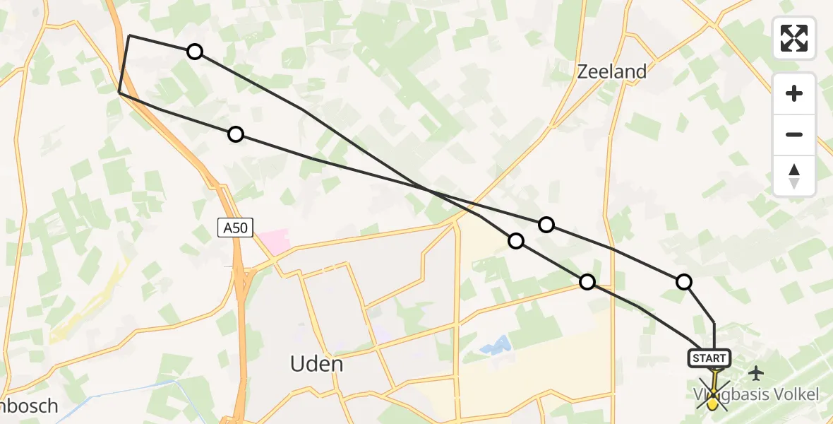 Routekaart van de vlucht: Lifeliner 3 naar Vliegbasis Volkel