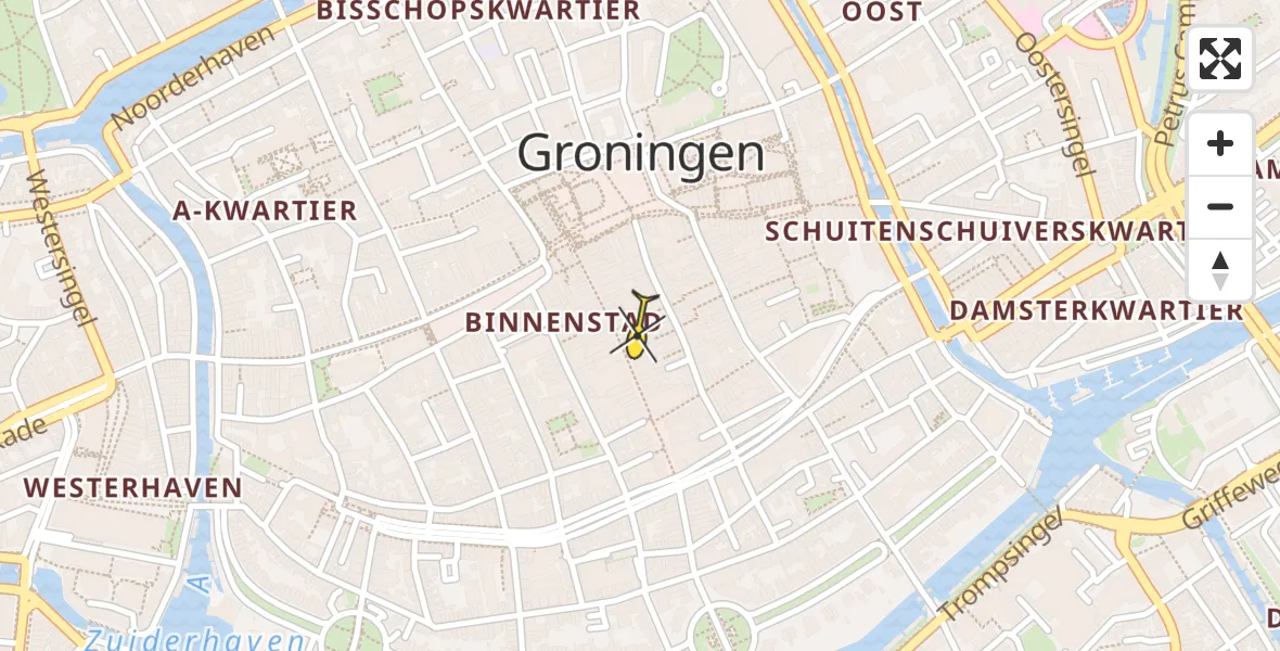 Vluchtroute Traumahelikopter van Universitair Medisch Centrum Groningen naar Universitair Medisch Centrum Groningen