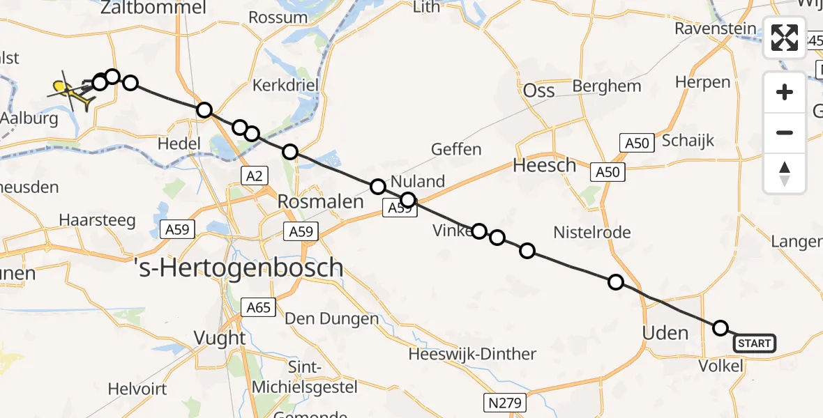 Routekaart van de vlucht: Lifeliner 3 naar Delwijnen