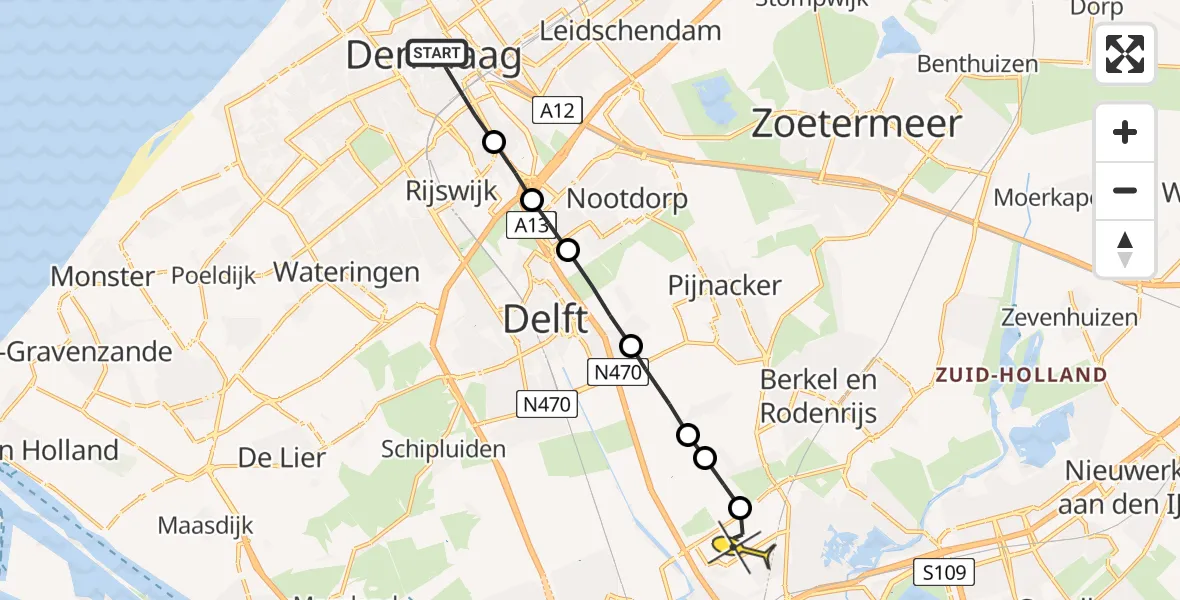 Routekaart van de vlucht: Lifeliner 2 naar Rotterdam The Hague Airport