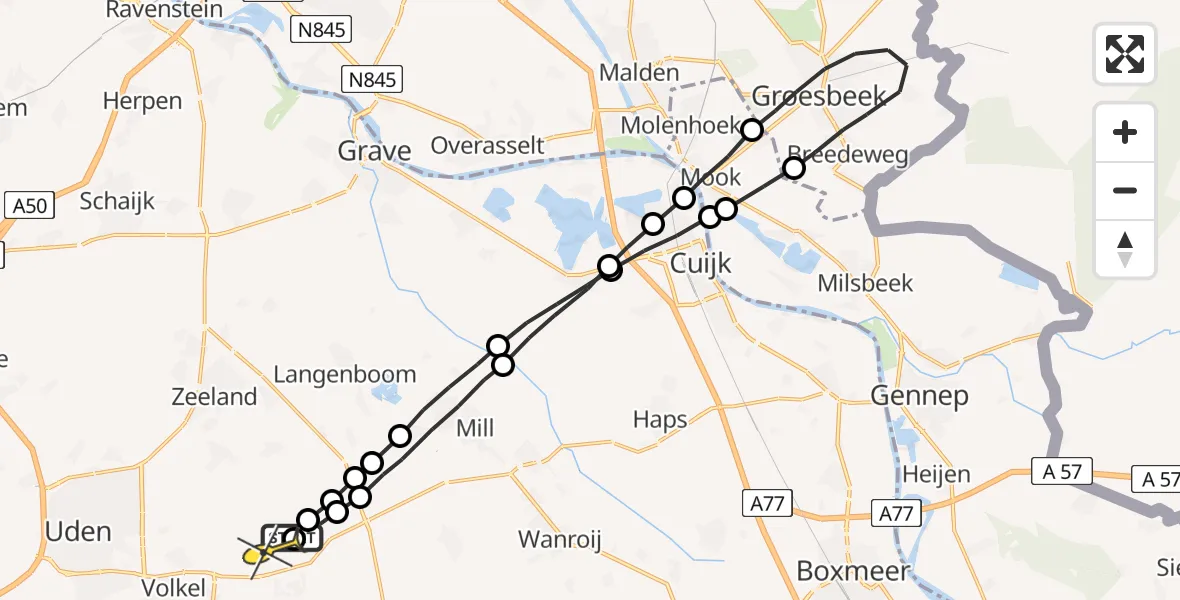 Routekaart van de vlucht: Lifeliner 3 naar Vliegbasis Volkel