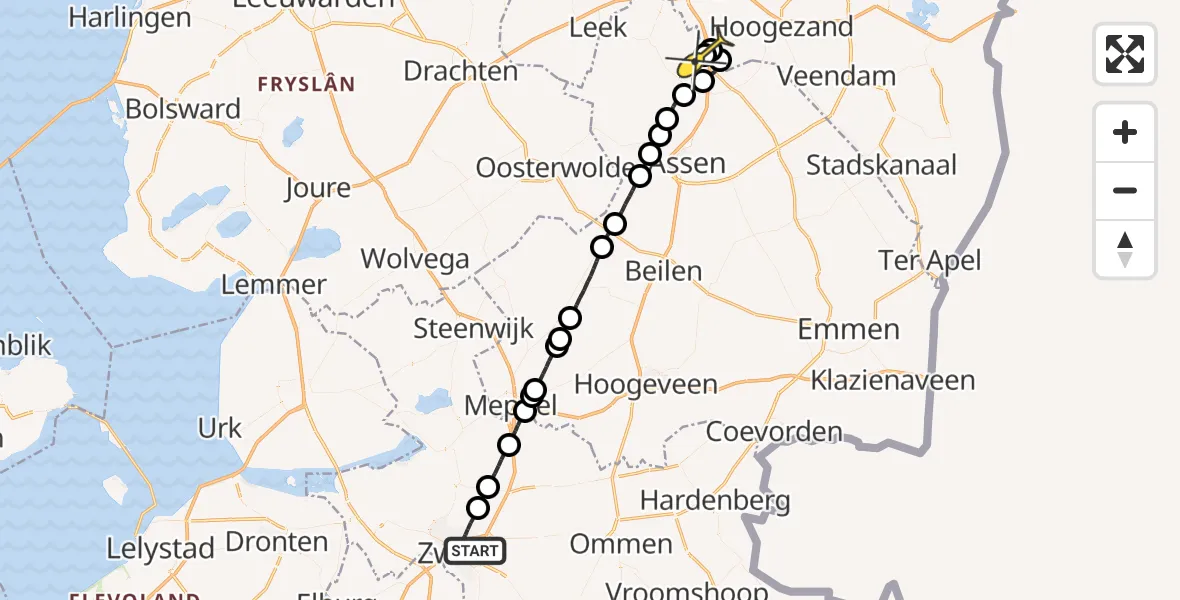 Routekaart van de vlucht: Lifeliner 4 naar Groningen Airport Eelde