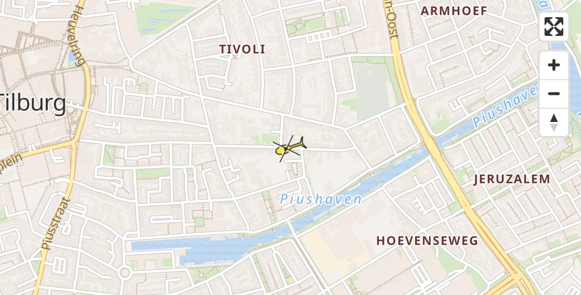 Routekaart van de vlucht: Lifeliner 3 naar Tilburg