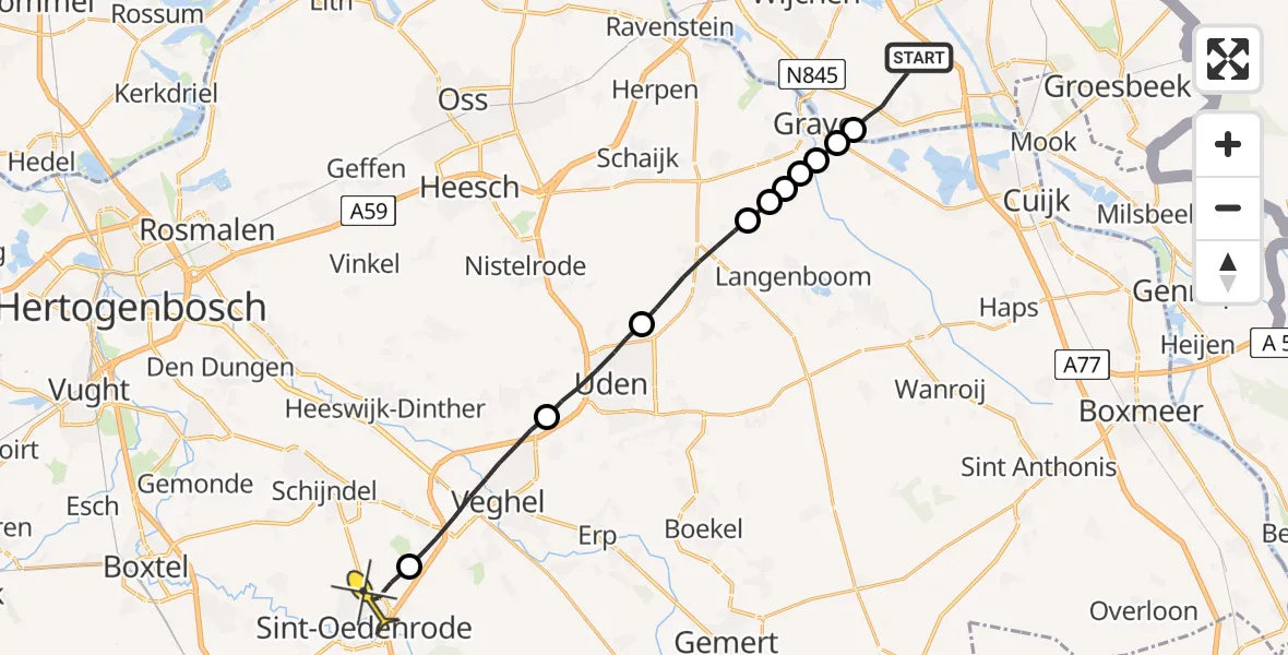 Routekaart van de vlucht: Lifeliner 3 naar Sint-Oedenrode