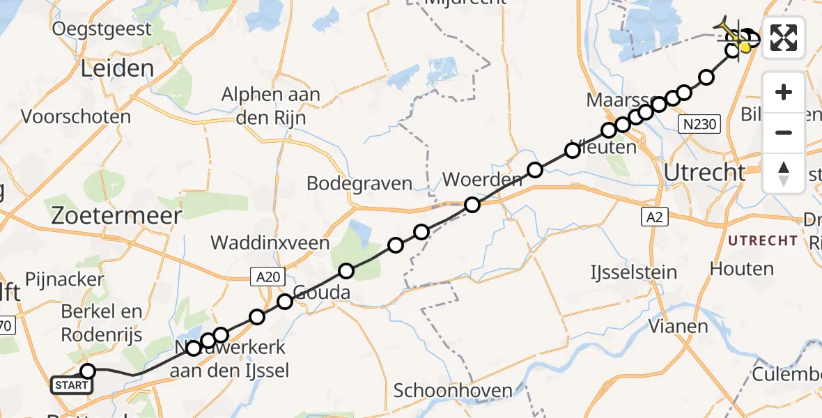 Routekaart van de vlucht: Lifeliner 2 naar Vliegveld Hilversum