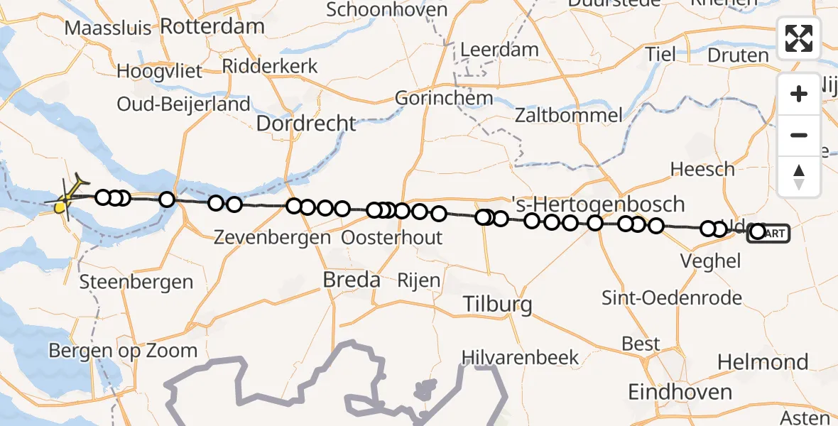 Routekaart van de vlucht: Lifeliner 3 naar Oude-Tonge