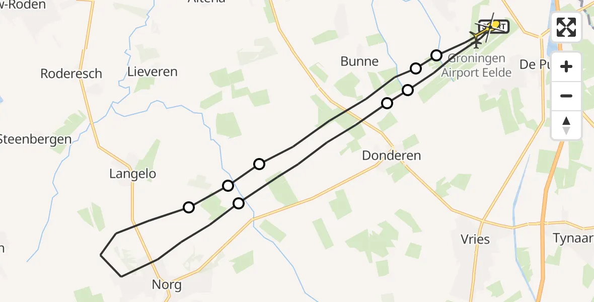 Routekaart van de vlucht: Lifeliner 4 naar Groningen Airport Eelde