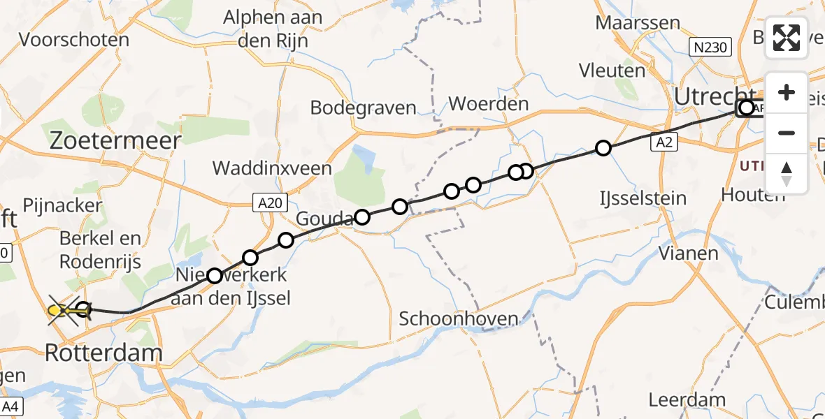 Routekaart van de vlucht: Lifeliner 2 naar Rotterdam The Hague Airport