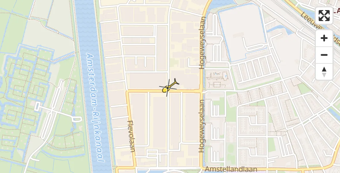 Routekaart van de vlucht: Traumahelikopter naar Weesp