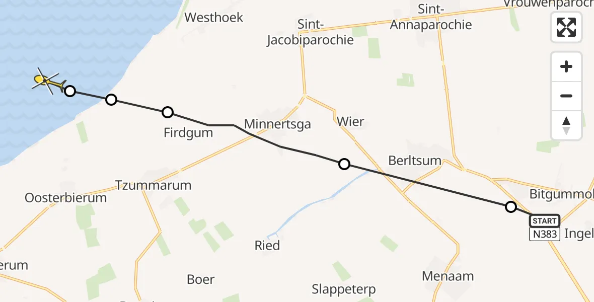 Routekaart van de vlucht: Ambulancehelikopter naar Formerum