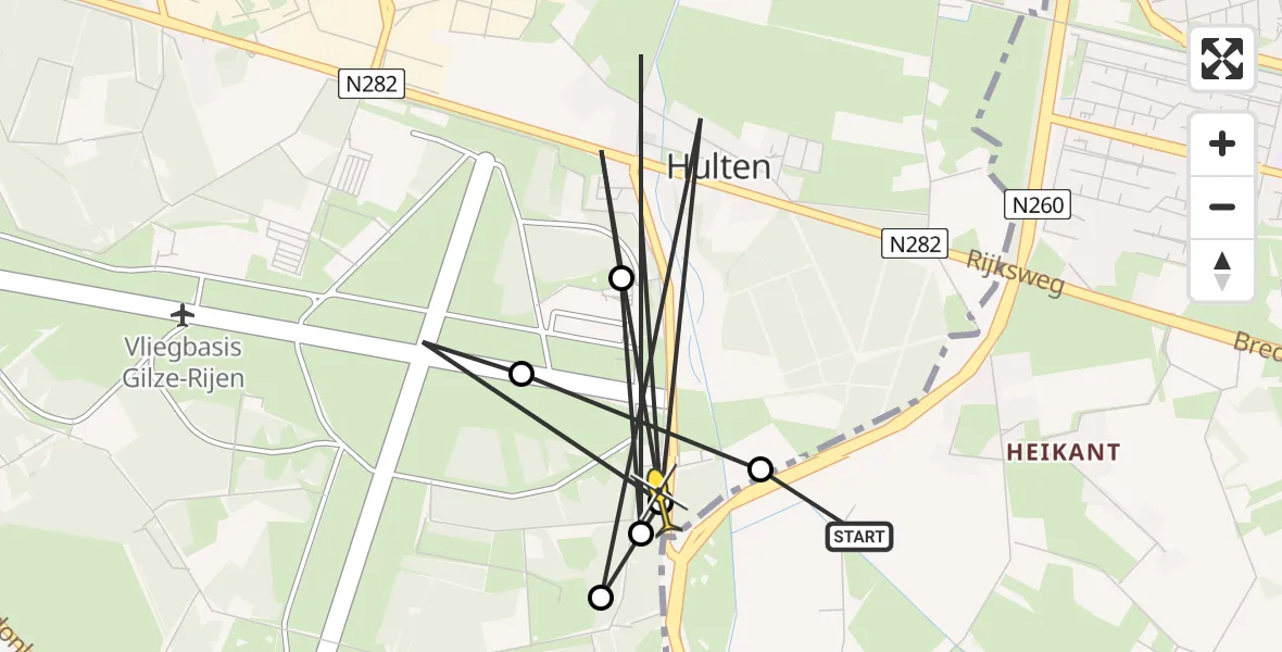 Routekaart van de vlucht: Politieheli naar Hulten