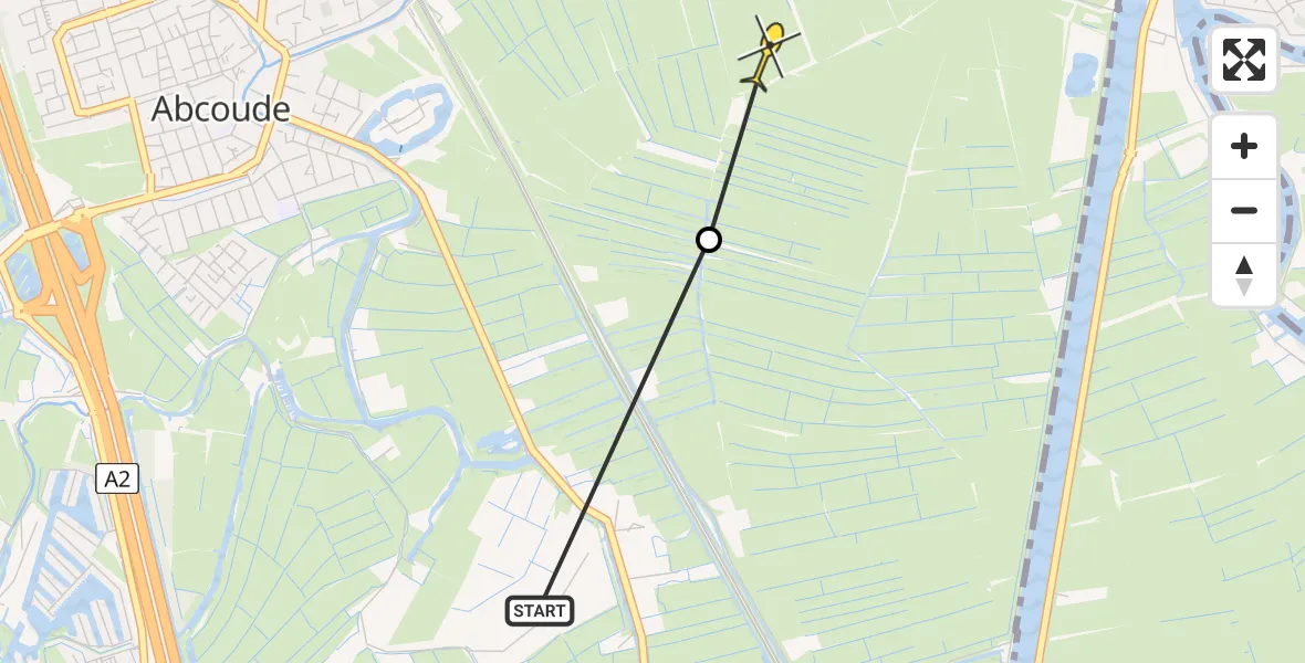 Routekaart van de vlucht: Politiehelikopter naar Abcoude