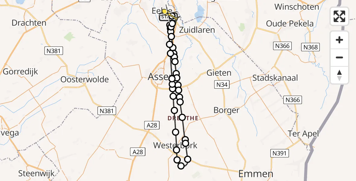 Routekaart van de vlucht: Lifeliner 4 naar Groningen Airport Eelde
