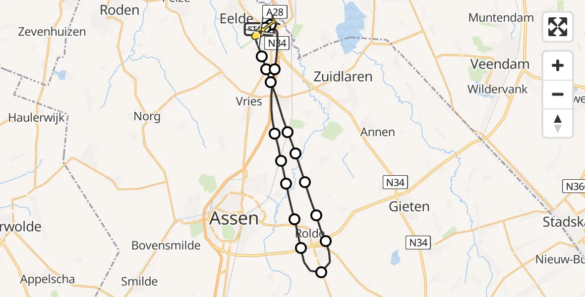 Routekaart van de vlucht: Lifeliner 4 naar Groningen Airport Eelde