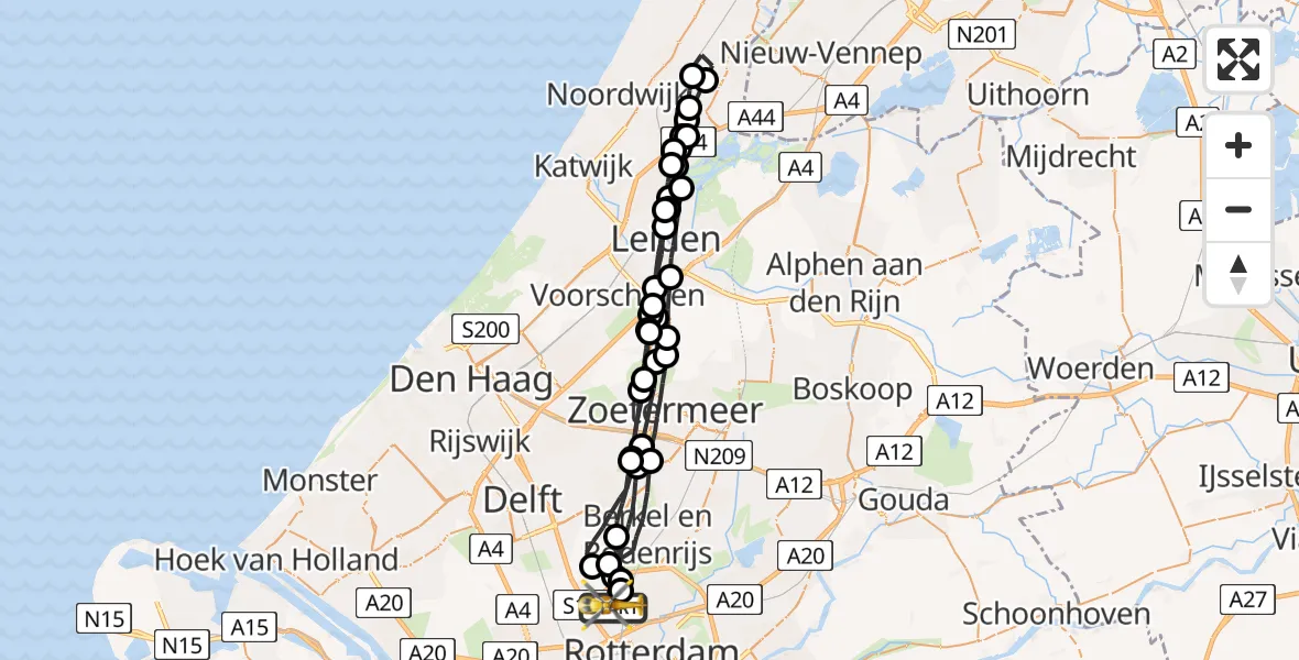 Vluchtroute Traumahelikopter Rotterdam The Hague Airport - Rotterdam The Hague Airport, 23 augustus 2023, 14:38
