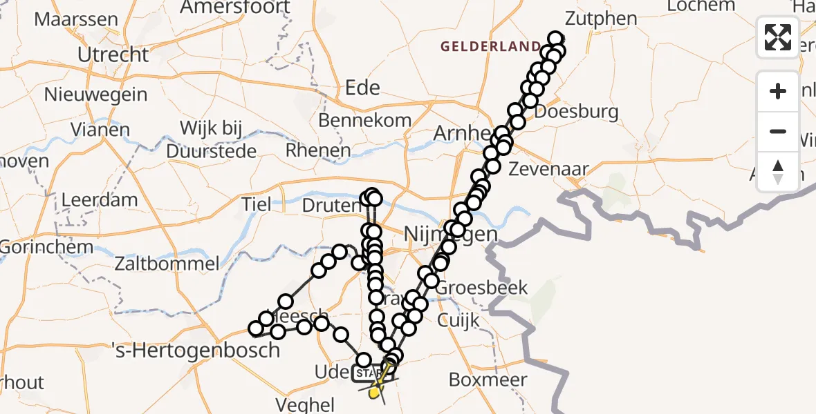 Routekaart van de vlucht: Lifeliner 3 naar Odiliapeel