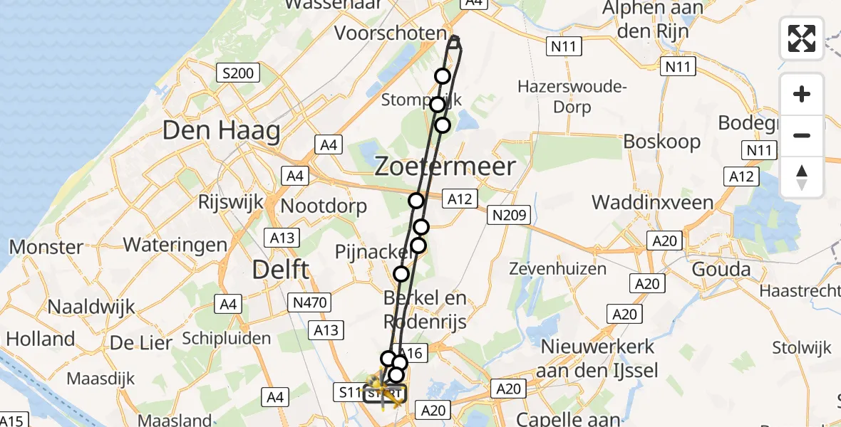 Vluchtroute Traumahelikopter Rotterdam The Hague Airport - Rotterdam The Hague Airport, 23 augustus 2023, 15:30