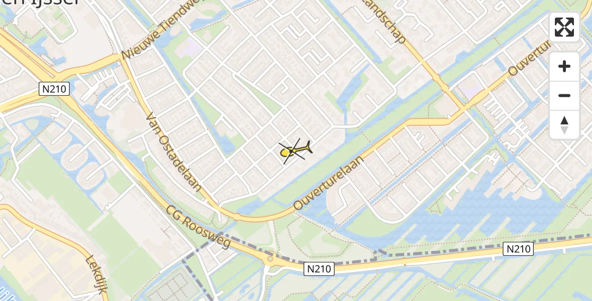 Routekaart van de vlucht: Traumahelikopter naar Krimpen aan den IJssel