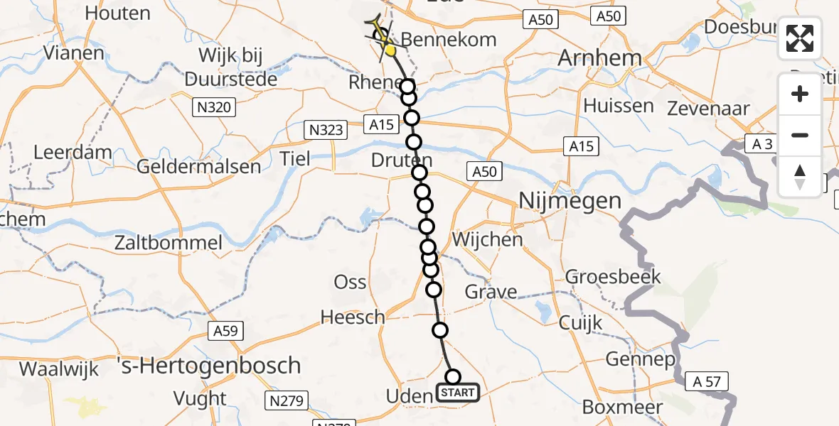 Routekaart van de vlucht: Lifeliner 3 naar Veenendaal