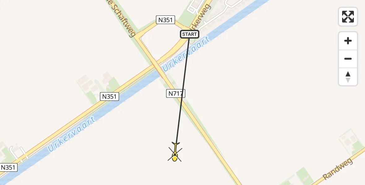 Routekaart van de vlucht: Traumahelikopter naar Emmeloord