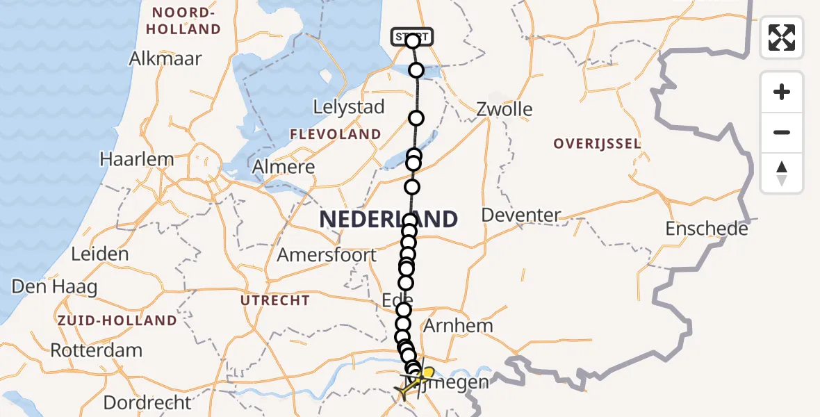 Routekaart van de vlucht: Lifeliner 1 naar Beuningen Gld