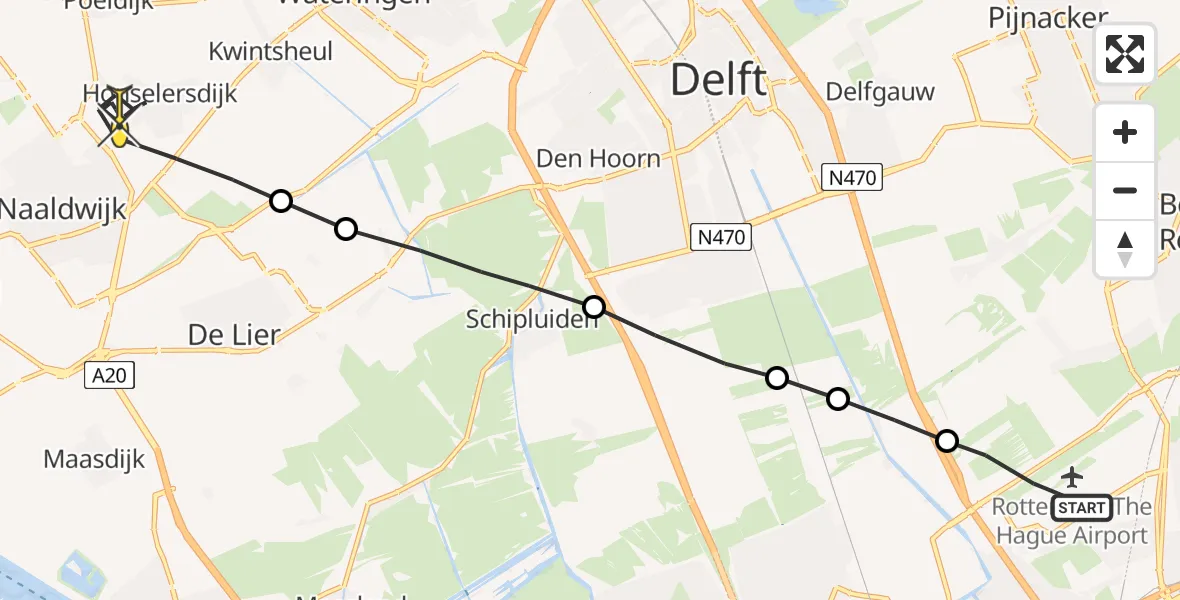 Routekaart van de vlucht: Lifeliner 2 naar Honselersdijk