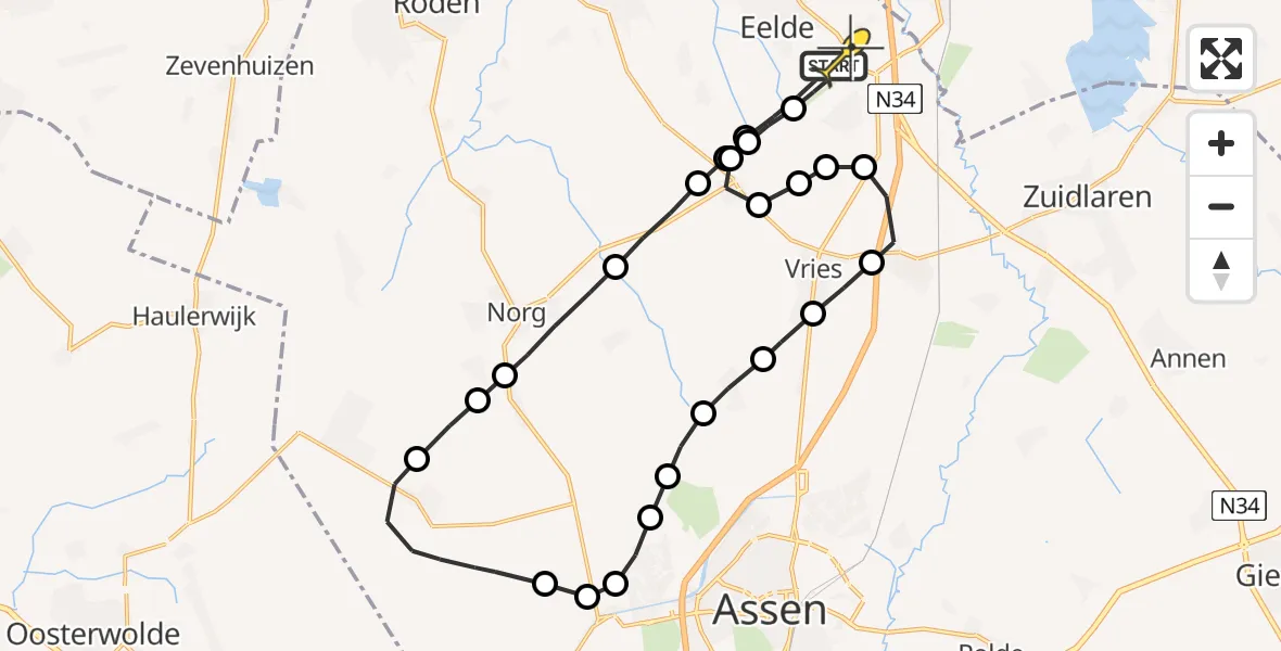 Routekaart van de vlucht: Lifeliner 4 naar Groningen Airport Eelde
