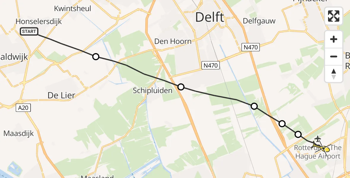 Routekaart van de vlucht: Lifeliner 2 naar Rotterdam The Hague Airport