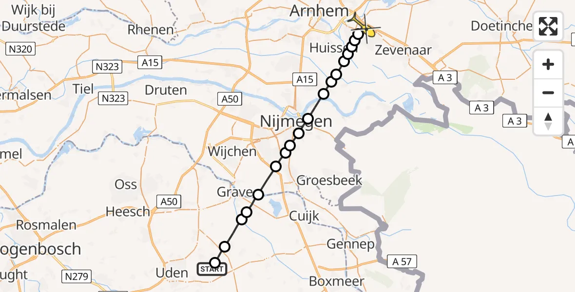 Routekaart van de vlucht: Lifeliner 3 naar Duiven