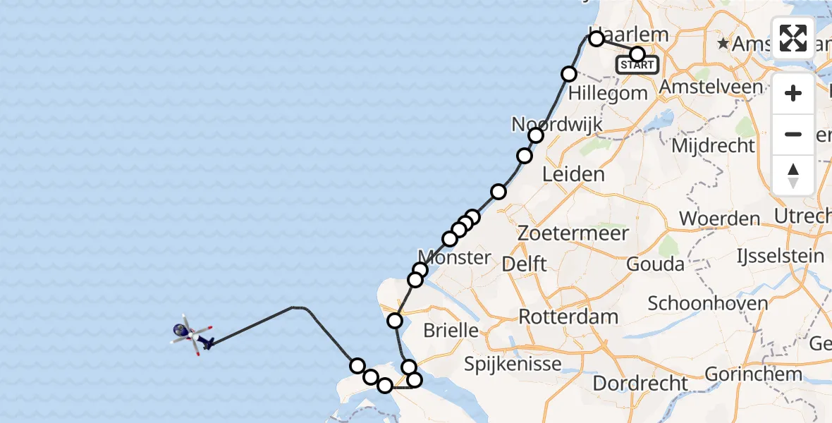 Vluchtroute Politiehelikopter Vijfhuizen - , 24 augustus 2023, 13:27