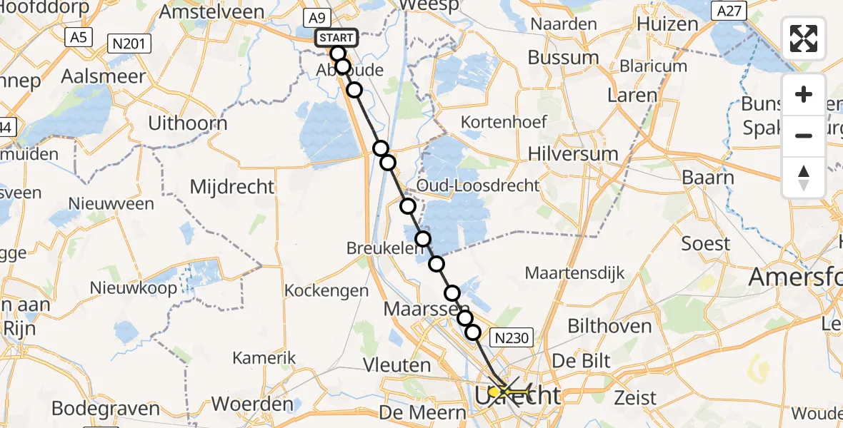 Routekaart van de vlucht: Lifeliner 1 naar Utrecht