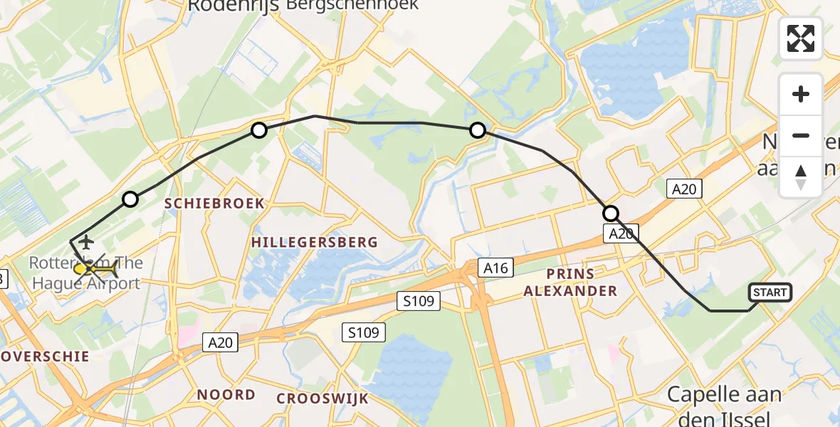 Routekaart van de vlucht: Lifeliner 2 naar Rotterdam The Hague Airport