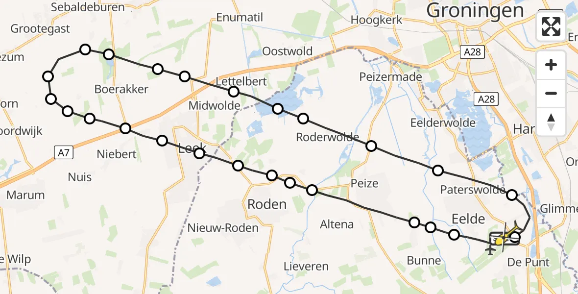 Routekaart van de vlucht: Lifeliner 4 naar Groningen Airport Eelde